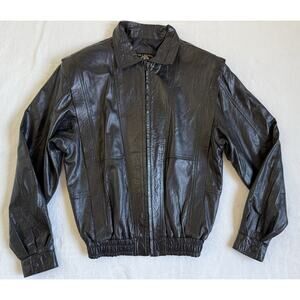 Otero Vintage Black Genuine Leather Jacket Rocker Biker Size Medium 80s-90s